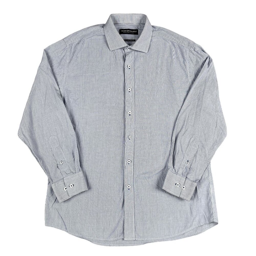Nick Graham Mens Modern Fit Light Blue 100% Cotton Button‎ Down Shirt Sz XL